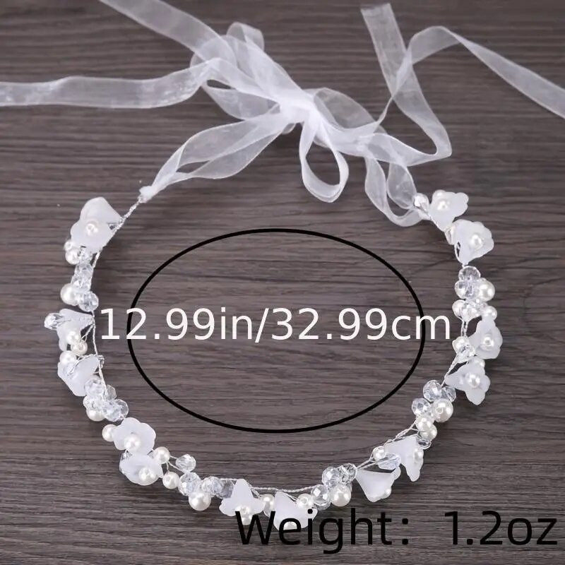 Crystal Pearl Flower Hair Vine Band Galvas lente Tiāra Sievietēm Līgava Meitene Rhinestone Kāzu Kāzu Matu Aksesuāri Rotaslietas Vīnogulājs