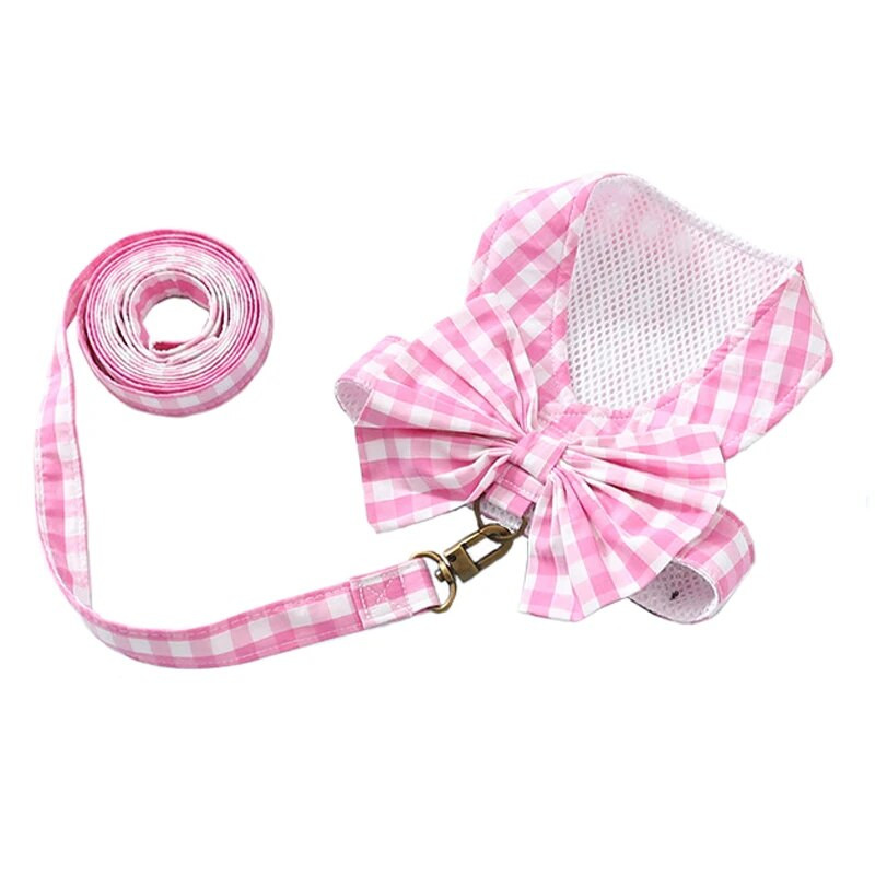 Karirani pojas za pse, mekani pamučni pojas za pse s mašnom za male srednje pse, mačka Yorkie Chihuahua, štene u šetnji