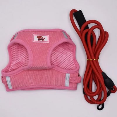 Γιλέκο με λουρί σκύλου Ανακλαστικό λουρί στήθους κατοικίδιων ζώων Ρυθμιζόμενο σετ λουριών για κουτάβι γιλέκο γάτας για τσιουάουα