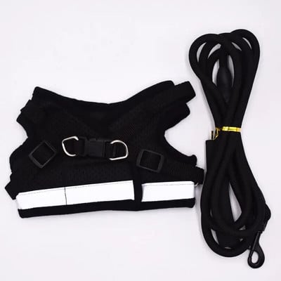 Γιλέκο με λουρί σκύλου Ανακλαστικό λουρί στήθους κατοικίδιων ζώων Ρυθμιζόμενο σετ λουριών για κουτάβι γιλέκο γάτας για τσιουάουα