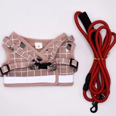 Γιλέκο με λουρί σκύλου Ανακλαστικό λουρί στήθους κατοικίδιων ζώων Ρυθμιζόμενο σετ λουριών για κουτάβι γιλέκο γάτας για τσιουάουα