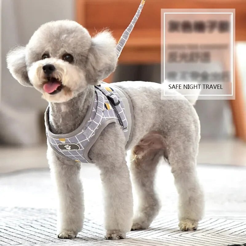 Γιλέκο με λουρί σκύλου Ανακλαστικό λουρί στήθους κατοικίδιων ζώων Ρυθμιζόμενο σετ λουριών για κουτάβι γιλέκο γάτας για τσιουάουα