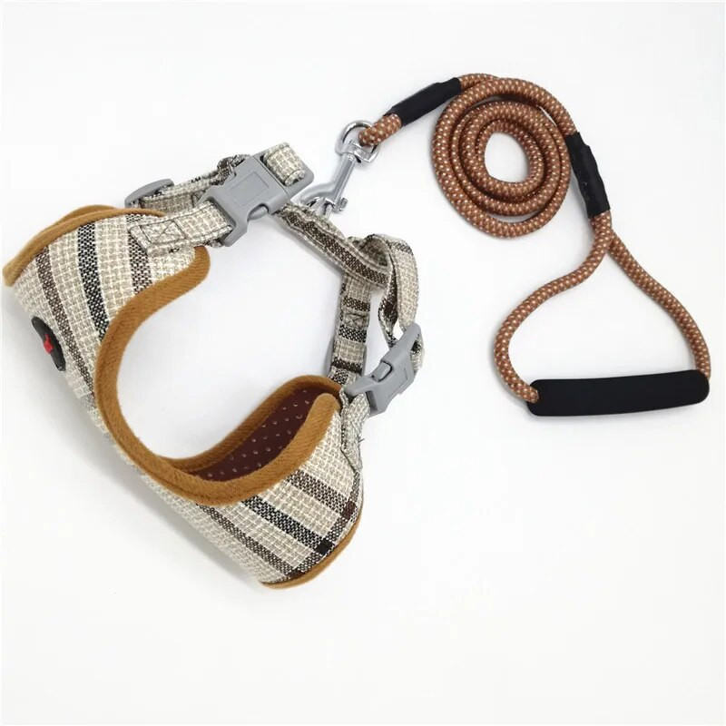 GLORIOUS KEK λουρί για σκύλους Chihuahua Μικρό σετ λουριών και λουριών για σκύλους Καρό ρυθμιζόμενο γιλέκο με επένδυση με λαβή μολύβδου