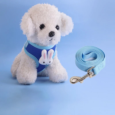 Oprsnica i povodac za kućne ljubimce, podesivi pojas za male i srednje pse Bichon Teddy Dog pojas povodac Mreža prozračna sa slatkim ukrasom zečića