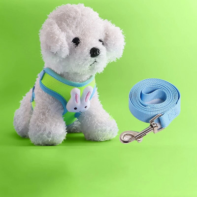 Oprsnica i povodac za kućne ljubimce, podesivi pojas za male i srednje pse Bichon Teddy Dog pojas povodac Mreža prozračna sa slatkim ukrasom zečića