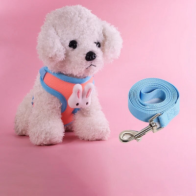 Oprsnica i povodac za kućne ljubimce, podesivi pojas za male i srednje pse Bichon Teddy Dog pojas povodac Mreža prozračna sa slatkim ukrasom zečića