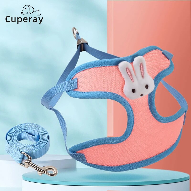 Oprsnica i povodac za kućne ljubimce, podesivi pojas za male i srednje pse Bichon Teddy Dog pojas povodac Mreža prozračna sa slatkim ukrasom zečića