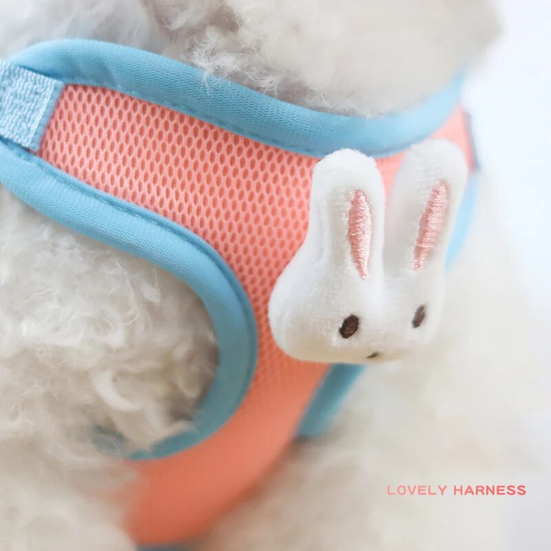 Oprsnica i povodac za kućne ljubimce, podesivi pojas za male i srednje pse Bichon Teddy Dog pojas povodac Mreža prozračna sa slatkim ukrasom zečića