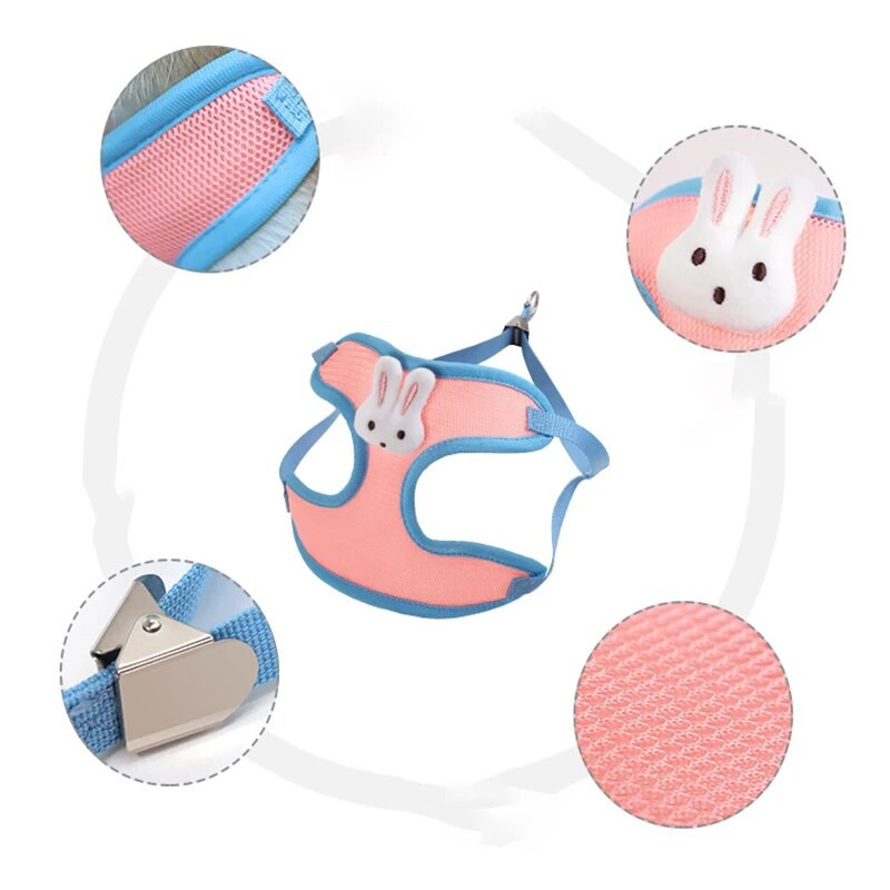 Oprsnica i povodac za kućne ljubimce, podesivi pojas za male i srednje pse Bichon Teddy Dog pojas povodac Mreža prozračna sa slatkim ukrasom zečića