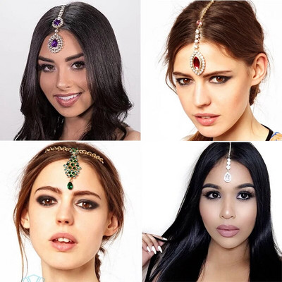 Bohomia Indian Fashion FringeHead Tiara Аксесоари за коса Жени Момиче Rhinestone Чело Лента за глава Trend Head Chain Eyebrow Drop