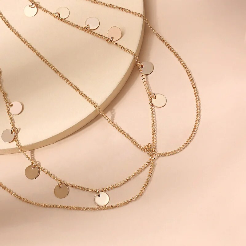 Lanțuri din aliaj rotunde, boeme, accesorii pentru păr, design simplu, decorare cu paiete, bijuterii pentru femei, tiara de bar de nuntă