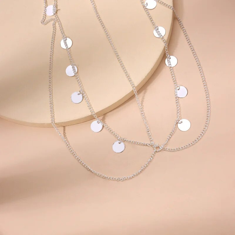 Lanțuri din aliaj rotunde, boeme, accesorii pentru păr, design simplu, decorare cu paiete, bijuterii pentru femei, tiara de bar de nuntă