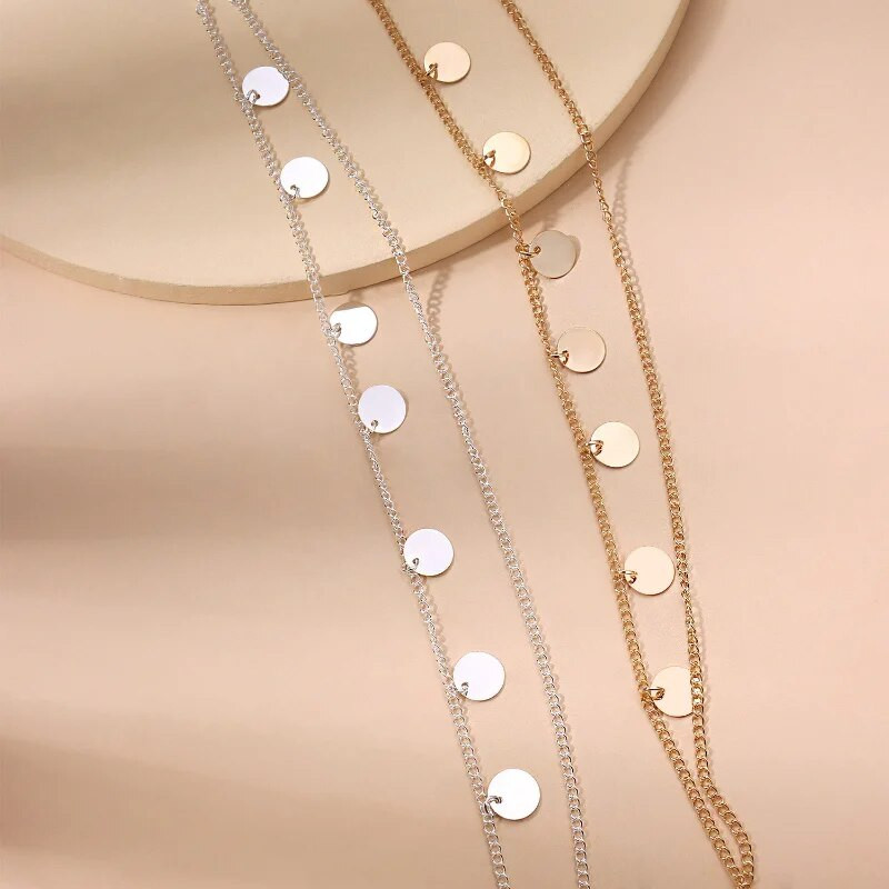 Lanțuri din aliaj rotunde, boeme, accesorii pentru păr, design simplu, decorare cu paiete, bijuterii pentru femei, tiara de bar de nuntă