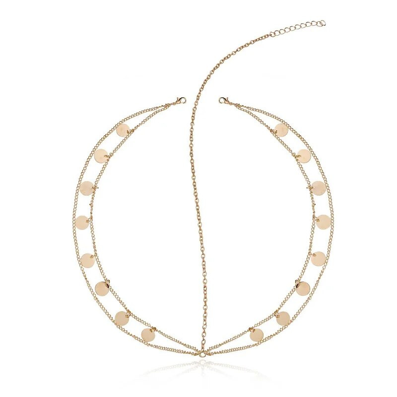 Lanțuri din aliaj rotunde, boeme, accesorii pentru păr, design simplu, decorare cu paiete, bijuterii pentru femei, tiara de bar de nuntă