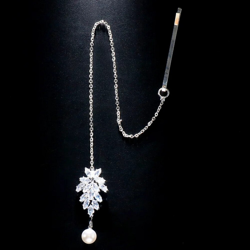 Stonefans Elegantni lančić za čelo od cirkona Vjenčani dodaci za glavu 2023. Biserni privjesak Indijski vjenčani nakit za kosu za žene