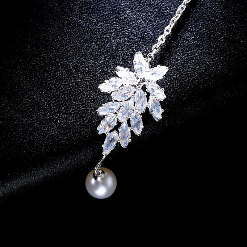 Stonefans Elegantni lančić za čelo od cirkona Vjenčani dodaci za glavu 2023. Biserni privjesak Indijski vjenčani nakit za kosu za žene