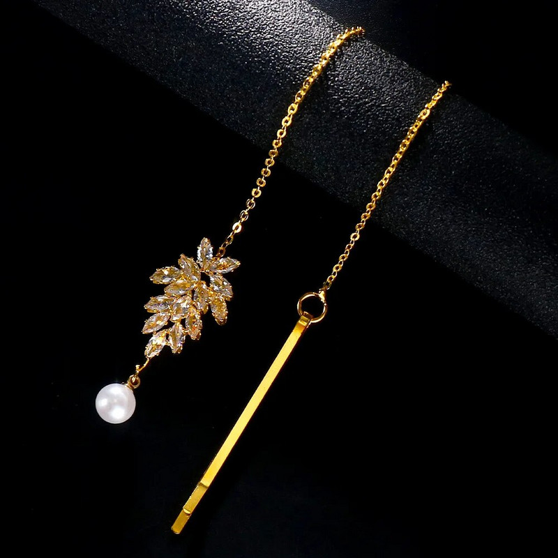 Stonefans Elegantni lančić za čelo od cirkona Vjenčani dodaci za glavu 2023. Biserni privjesak Indijski vjenčani nakit za kosu za žene