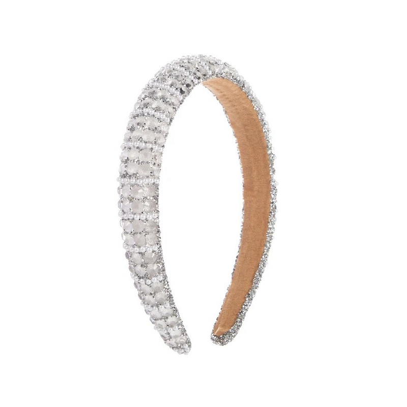 Korejas versija Rhinestone smalkām malām, sūkļa matu lente baroka stila kristāla pērļu sieviešu krāšņa galvas lente