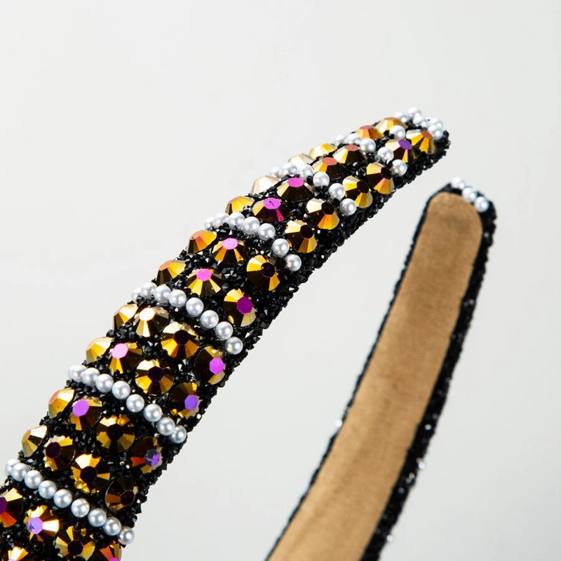 Korejas versija Rhinestone smalkām malām, sūkļa matu lente baroka stila kristāla pērļu sieviešu krāšņa galvas lente