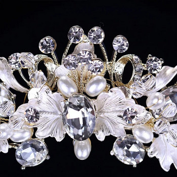 Барокови ретро златни кристали перлени цветя булчински корони диадема лента за глава кристална диадема корона сватбени аксесоари за коса