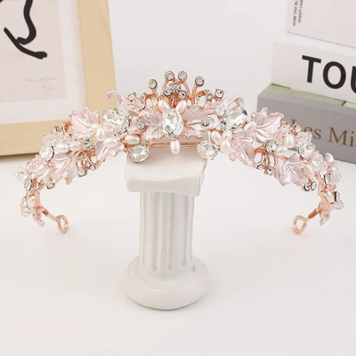 Baroka vintage zelta krāsas rhinestone pērļu ziedu līgavu kroņi tiāras galvas lente kristāla diadēma kronis kāzu matu aksesuāri