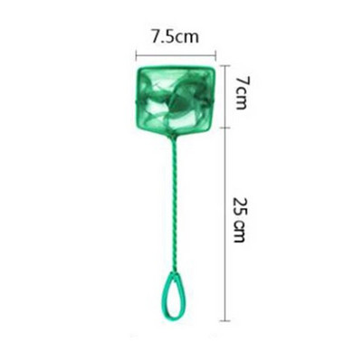 Garš rokturis kvadrātveida pārnēsājams akvāriju zvejas tīkls, kas paredzēts zivju peldošo objektu tīrīšanai