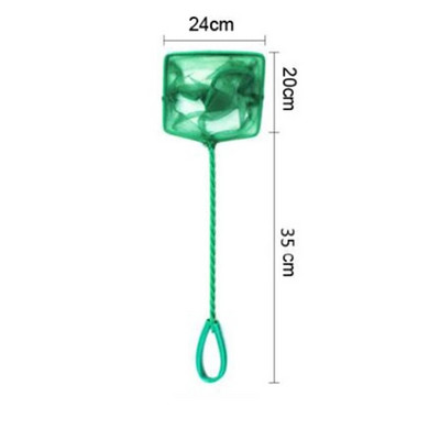 Garš rokturis kvadrātveida pārnēsājams akvāriju zvejas tīkls, kas paredzēts zivju peldošo objektu tīrīšanai