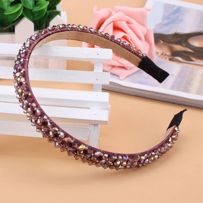 Ar rokām darinātas spīdīgas pilnas kristāla pērlīšu galvas lentes akmens matu lentes sievietēm, meiteņu matu rotaslietas