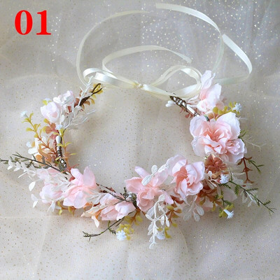 Kāzu līgava Corolla galvas vainags matu rotājums galvassegas audums ziedu kronis matu aksesuāri galvas saite Jauna ziedu matu lente