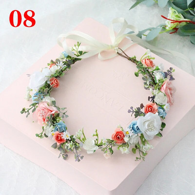 Kāzu līgava Corolla galvas vainags matu rotājums galvassegas audums ziedu kronis matu aksesuāri galvas saite Jauna ziedu matu lente