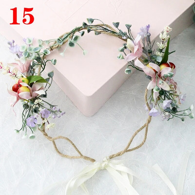 Kāzu līgava Corolla galvas vainags matu rotājums galvassegas audums ziedu kronis matu aksesuāri galvas saite Jauna ziedu matu lente