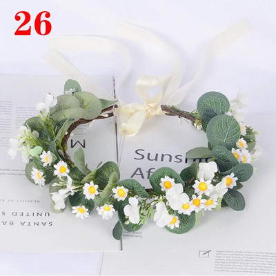 Kāzu līgava Corolla galvas vainags matu rotājums galvassegas audums ziedu kronis matu aksesuāri galvas saite Jauna ziedu matu lente