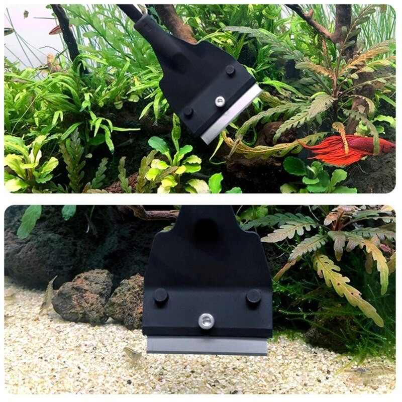 Scraper Fish for Tank Scraper Cleaning Tool Long Handle Aquarium Scraper for Thick Residues Σετ εργαλείων αφαίρεσης φυκιών dropship