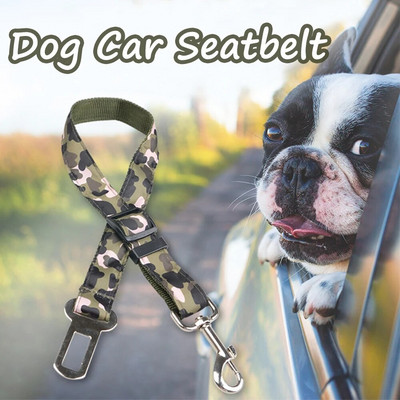 Camo centură de siguranță pentru mașină pentru câini, pentru câini de talie mică și mijlocie, clemă de călătorie, animale de companie, cățeluș, centură de siguranță pentru vehicul, clemă de lesă cu plumb de mașină, MP0012