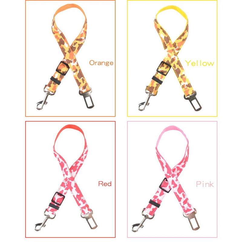 Ρυθμιζόμενο λουρί ζώνης ασφαλείας αυτοκινήτου Camo Dog για μικρόσωμους μεσαίους σκύλους Κλιπ ταξιδιού κατοικίδια ζώα Κουτάβι όχημα Κλιπ ζώνης ασφαλείας αυτοκινήτου Μόλυβδος λουρί MP0012