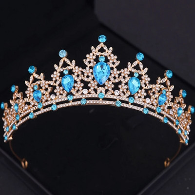 Baroka kristāla kronis Sieviešu Tiāra Rhinestone Prom Diadem Līgavas Kāzu Matu Aksesuāri Rotaslietas Tiāras Un Kroņi