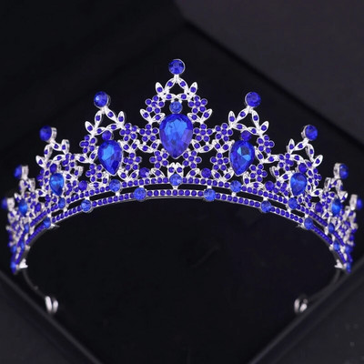 Baroka kristāla kronis Sieviešu Tiāra Rhinestone Prom Diadem Līgavas Kāzu Matu Aksesuāri Rotaslietas Tiāras Un Kroņi