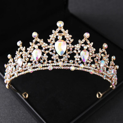 Baroka kristāla kronis Sieviešu Tiāra Rhinestone Prom Diadem Līgavas Kāzu Matu Aksesuāri Rotaslietas Tiāras Un Kroņi
