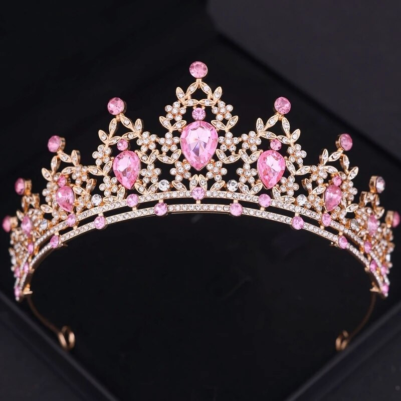 Baroka kristāla kronis Sieviešu Tiāra Rhinestone Prom Diadem Līgavas Kāzu Matu Aksesuāri Rotaslietas Tiāras Un Kroņi