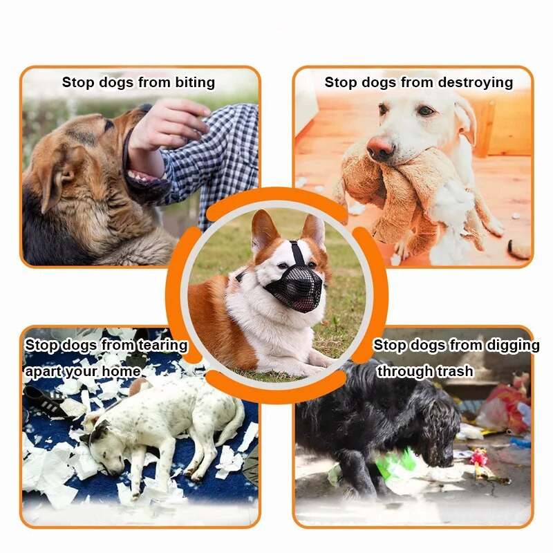 Suņu purni Regulējams Elpojošs Suņa Mutes Aizsegs Pret Mizas Kodienu Tīklveida Suņu Mutes Purna Maska Suņiem Ilgas Mutes Suņu lietošanai