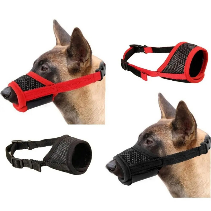 Mājdzīvnieku elpojošs pret mizas siets neilona siksnas suņa pārsegs suns mutes maska suņa purns