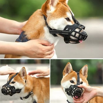 Ισχυρή ρυθμιζόμενη μαλακή μάσκα ρύγχους Dog Chewing Anti-biting Glue Mask Dog Muzzle Αναπνεύσιμο ανθεκτικό ρύγχος Προμήθειες για καλάθι