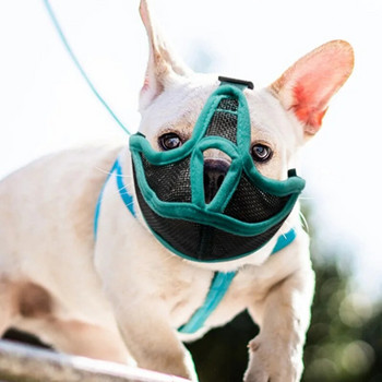 Ρύγχος σκύλου με κοντό ρύγχος Ρυθμιζόμενη μάσκα εξωτερικού χώρου Anti Stop Barking Αναπνεύσιμο διχτυωτό ρύγχος για κατοικίδια Γαλλικά μπουλντόγκ πατημασιές Pekingesees