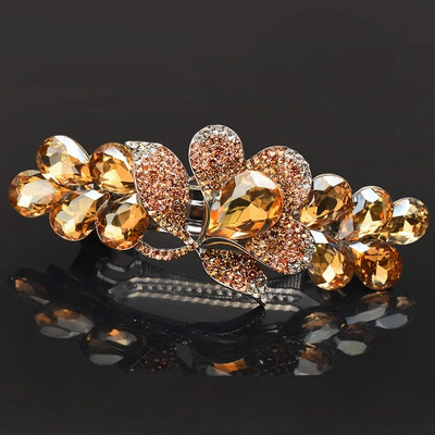 Nova proljetna kopča za kosu od ljubičastog kristalnog cvijeta Luksuzna gornja kopča sa kamenčićima Horizontalna kopča Elegantni majčinski modni dodaci za kosu