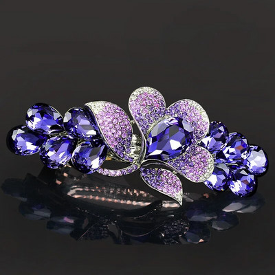Nova proljetna kopča za kosu od ljubičastog kristalnog cvijeta Luksuzna gornja kopča sa kamenčićima Horizontalna kopča Elegantni majčinski modni dodaci za kosu