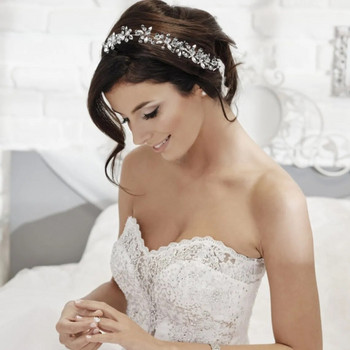 Γαμήλια κεφαλόδεσμοι για γυναίκες Νύφη χειροποίητα κρυστάλλινα στρας τιάρες Ασημί χρώμα Κορδέλες μαλλιών Αξεσουάρ μαλλιών Queen Headband Δώρο