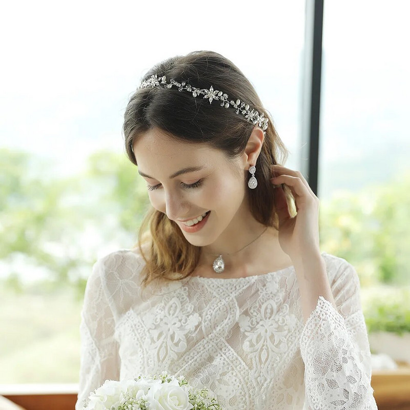 Kāzu galvas lentes Sievietēm Līgavas Ar rokām darinātas Kristāla Rhinestone Tiaras Sudraba krāsas matu lentes Matu Aksesuāri Karalienes galvas lente Dāvana