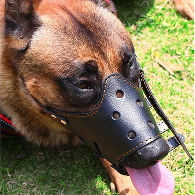 Állítható, légáteresztő maszk PU bőr kisállat kutya szájkosár ugatás elleni harapás rágásbiztos kis, nagy kutyáknak száj puha szájkosarak képzés