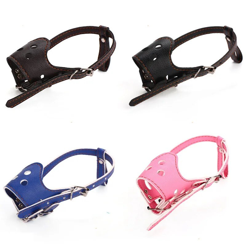 Állítható, légáteresztő maszk PU bőr kisállat kutya szájkosár ugatás elleni harapás rágásbiztos kis, nagy kutyáknak száj puha szájkosarak képzés