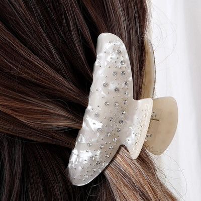 1 бр. Елегантна ацетатна щипка за коса с декор от кристали Неплъзгащи се щипки за челюсти със силна фиксация Шапки за жени